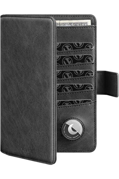 VULKIT Airtag Uyumlu RFID Engelleyici Pasaport Tutucu, Deri Pasaport Cüzdanı