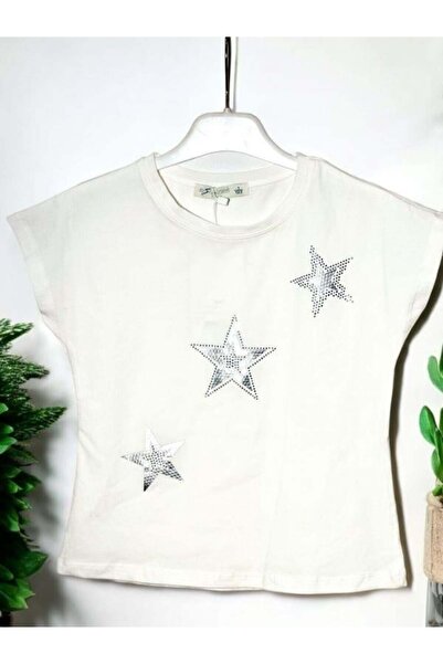 Zekids Момичешка памучна тениска с къс ръкав и звезди