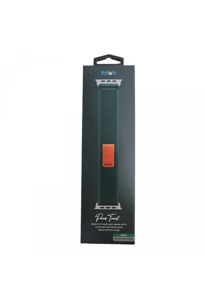 Pawa Apple Watch Band, Two-Tone Fabric, Green and Orange, Compatible with 42/44/45/49 mm
