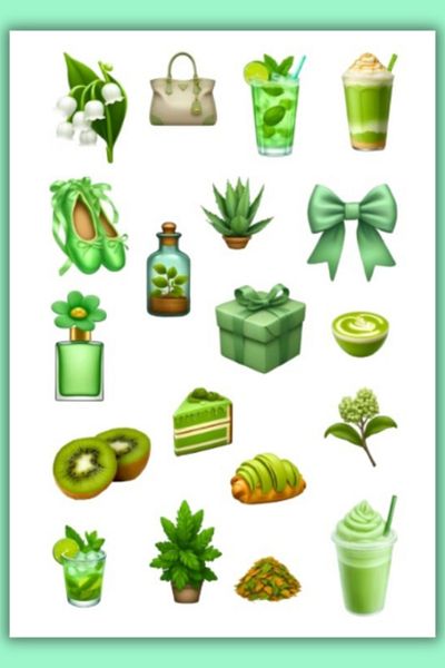 birikiyedi Green Themed Sticker Set Suitable for Planner Agenda Bullet Journal