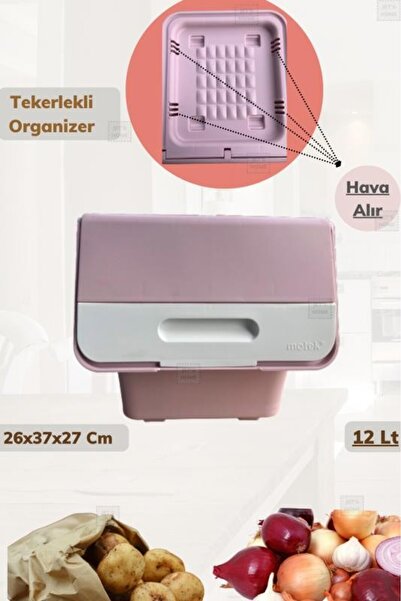 Jet's Home Tekerlekli Patateslik Soğanlık Erzak Kutusu Oyuncaklık Sebzelik Pe...