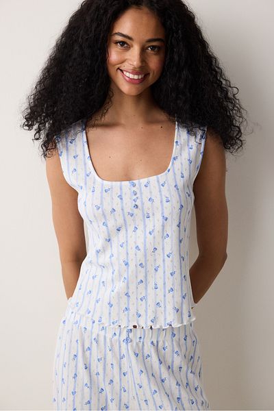 Penti Roses Printed Pointel Off-White Tank Top