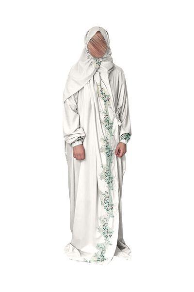 SDD Very luxurious embroidered prayer shawl (mard) with attached scarf, wide and comfortable