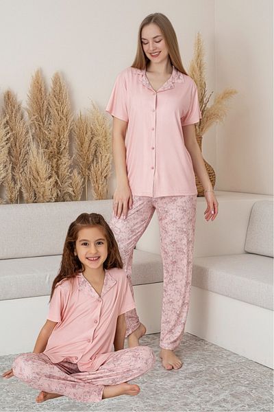 Farya Home Mother Daughter Combination Floral Short Sleeve Shirt Pajama Set (Mother and Daughter Sold Separately)