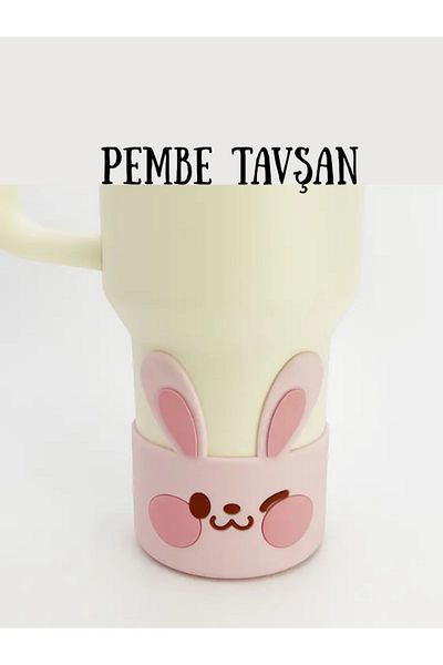 Komano Pontika Silicone Tumbler Sleeve, Rabbit Pattern, Non-Slip and Scratch-Resistant Base, for 40oz Thermos