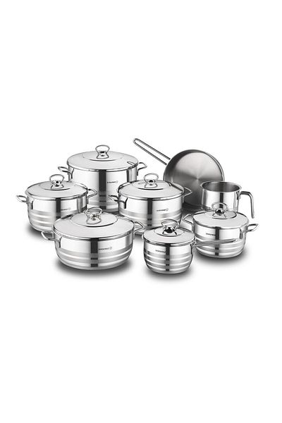 KORKMAZ Korkmaz 14-piece stainless steel cookware set, Turkish, 18/10 pure