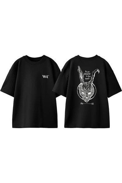 THEWERT Donnie Darko (2001) Dizajn Leđa Štampano Pamuk Crna Oversize kroj T-s...