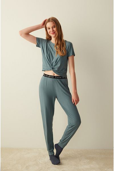 Penti Gather Detailed Short Sleeve T-Shirt Pajama Top