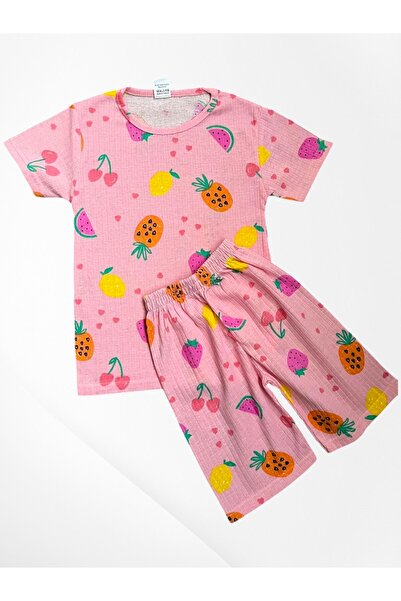 Pijamakids Set de pijamale de vară pentru fete, din bumbac, cu mâneci scurte,...