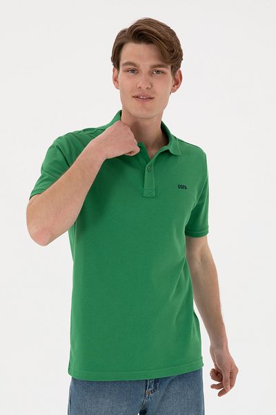 U.S. Polo Assn. Ανδρικό μπλουζάκι με κανονική εφαρμογή Polo Neck Green Basic 50306007-VR054