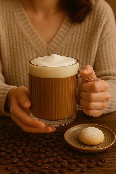 Sever Striped Thermosil Glass Mug 300 ml - Tea & Coffee Cup
