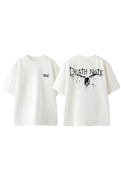 THEWERT Death Note 9 Dizajn Leđa Štampano Pamuk Bela Oversize kroj T-shirt