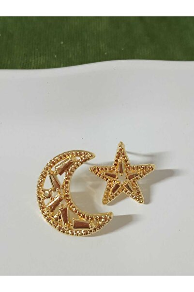 mos&more Gold Ay Yıldız Kadın Küpe