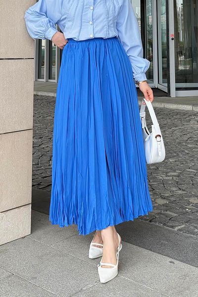 lamelif Fusta Hijab Căptușită - Albastru