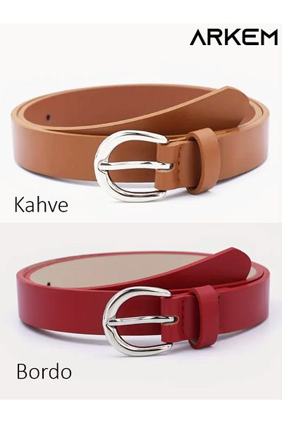ARKEM CLUB Women's Belt, Burgundy and Brown Set of 2 Belt 2.5 cm Dress Trouser Belt