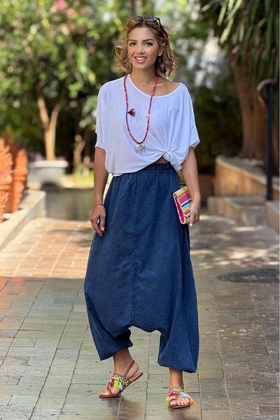 Nevin Kaya Moda Blue Piece Paint Baggy