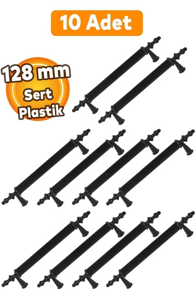 CNR (SERT PLASTİK) 128mm Siyah Mobilya Mutfak Çekmece Dolap Dolabı Kulpu Kulb...