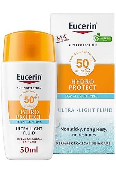 Eucerin يوسيرين واقي شمس هيدرو بروتكت للوجه سائل خفيف للغاية، عامل حماية من الشمس 50+، 50 مل
