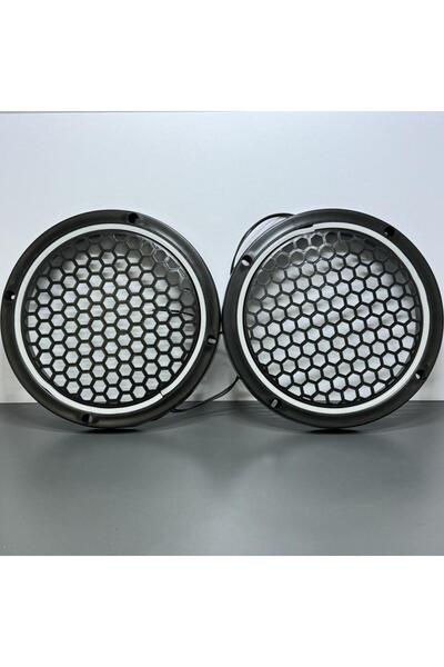 MOTTOMOR 16 CM PETEK DESENLİ BEYAZ NEON HOPARLÖR KAPAĞI MİD KASNAĞI 2 ADET OT...