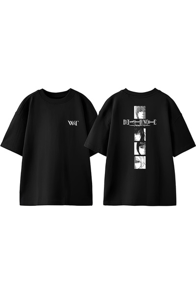 THEWERT Death Note Characters Дизайн На спині принт Бавовна Чорний Oversize T...