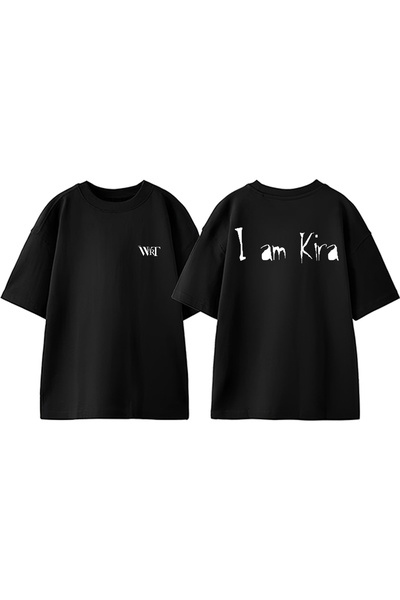 THEWERT Death Note I Am Kira Design Tricou oversize negru din bumbac imprimat...