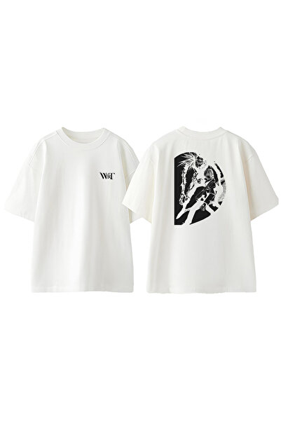 THEWERT Death Note 5 dizajn rukotaža Štampano Pamuk bela Oversize kroj T-shirt