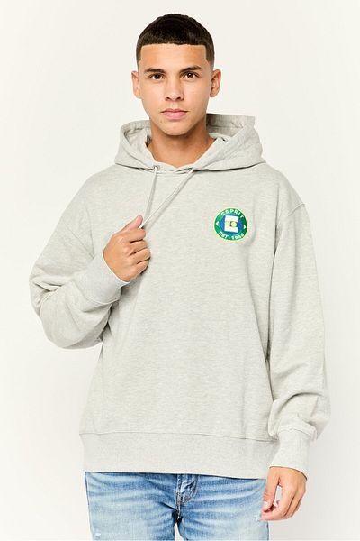 Esprit Men Hooded Embroidered Logo Long Sleeves Sweatshirt, Grey