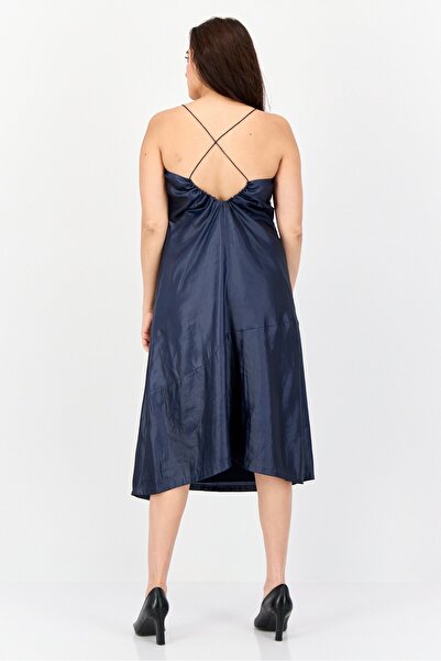 Esprit Women Metallic Midi Dress, Navy