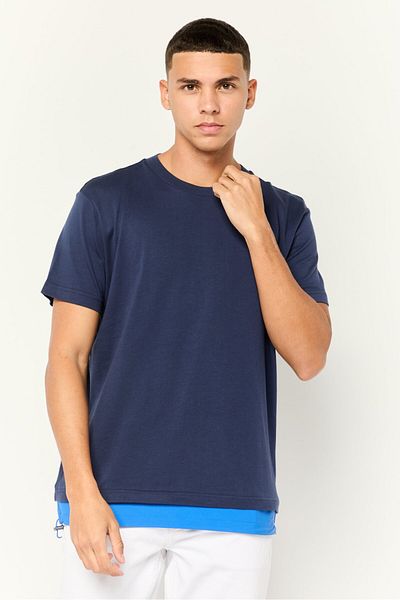 Esprit Men Crew Neck Short Sleeves Solid T-shirt, Navy