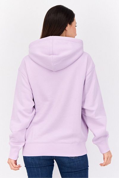 Esprit Women Long Sleeves Brand Logo Hooded Sweatshirts, Lavender
