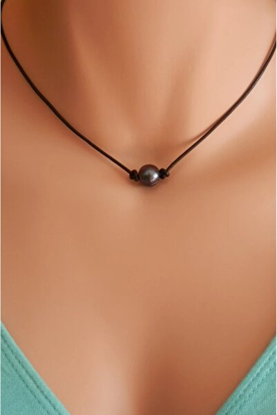 AAcc. Oniks Siyah Inci Objeli Siyah Floş Ip Kolye