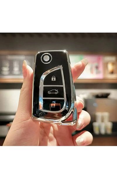 GMA KEYS For Toyota Corolla Auris Yaris Verso Avensis Aygo Hilüx Nano Key Protection Case Black-Silver Color