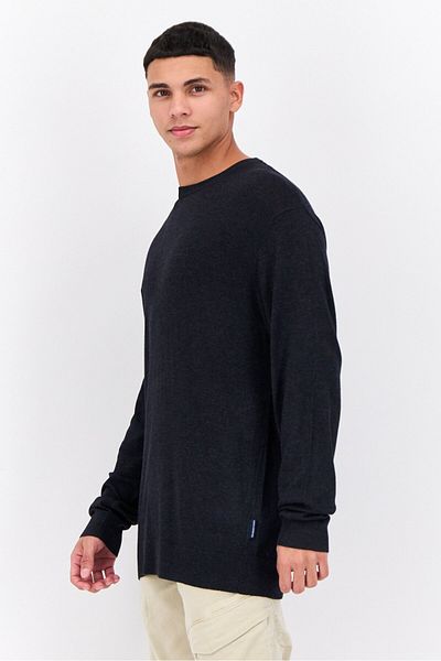 French Connection Men Crew Neck Knitted Sweater, Dark Navy Melange