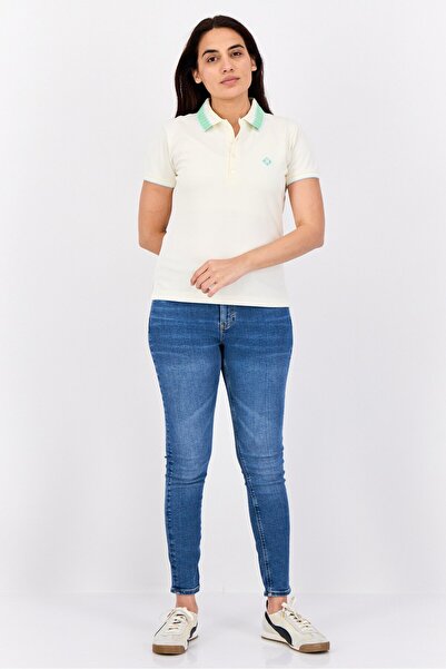 Esprit Women Spread Collar Polo Shirt, Cream