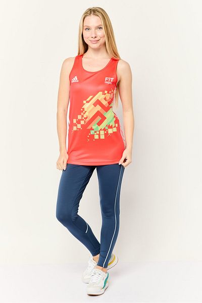 adidas Women Sportswear Fit Sleeveless Khelo India Football Jersey, Red