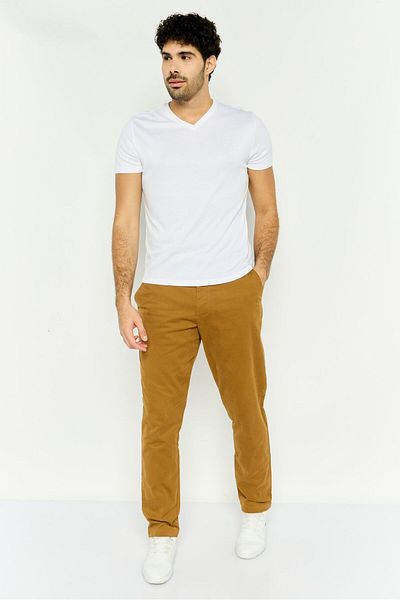 GAP Men Slim Fit Solid Straight Pants, Brown