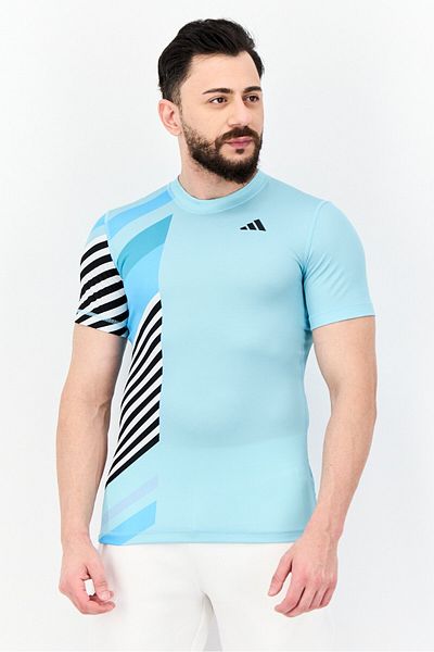 adidas Men Slim Fit Short Sleeve Training T-shirt, Blue