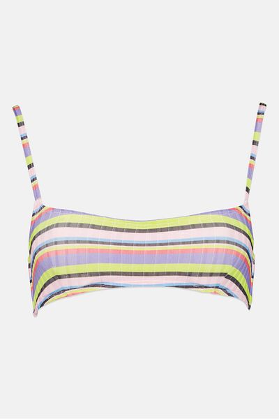 Misfit Women Striped Non Padded Bikini Top, Green