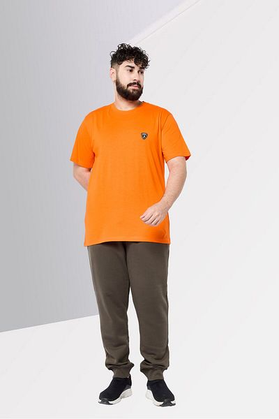 Lamborghini Men Crew Neck Short Sleeves Brand Logo T-Shirt, Orange