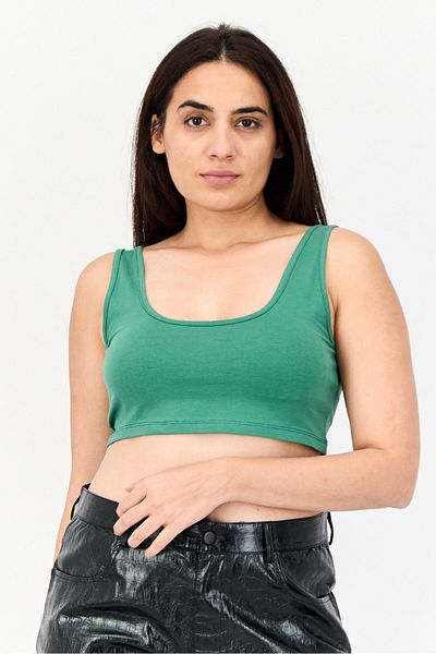 Chelsea Peers Women Scoop Neck Sleeveless Plain Tank Top, Green