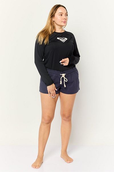 Roxy Women Plain Drawstring Beachwear Shorts, Navy