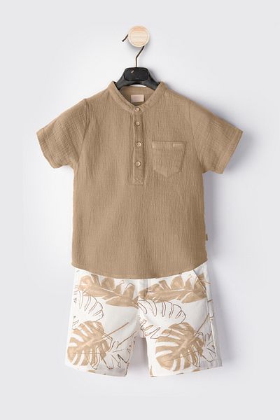 Ofislot Linen Boy's Summer Suit Baby Boy's Shorts Suit Baby Boy's Bottom Top Suit Baby Boy's Suit