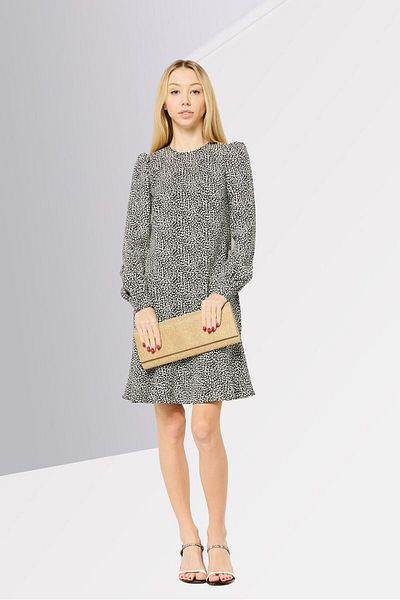Michael Kors Women Animal Print Flounce Mini Dress, Black