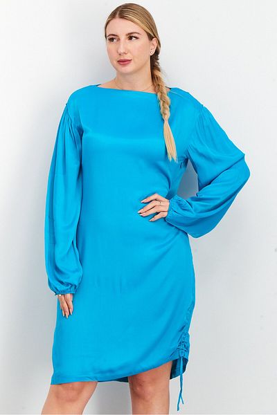 NA-KD Women Plain Drawstring Mini Dress, Turquoise
