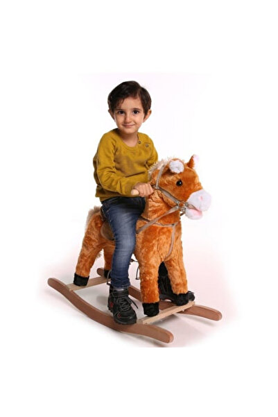 Dolly Sallanan At Müzikli Ahşap Ayaklı 65cm - Çocuklar İçin Yumuşak ve Güvenli Eğlence