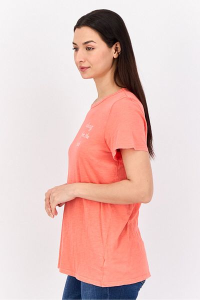 aerie Women Round Neck Short Sleeve Graphic Print T-shirts, Patel Red