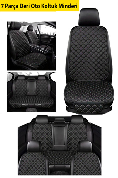 Nuryak Oto Aksesuar طقم وسادة مقعد السيارة الأمامي والخلفي 7 قطع جلد مبطن
