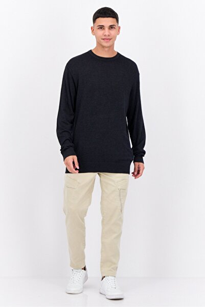 French Connection Men Crew Neck Knitted Sweater, Dark Navy Melange