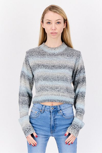 NIA Women Ribbed Collar Knitted Sweaters, Multicolor