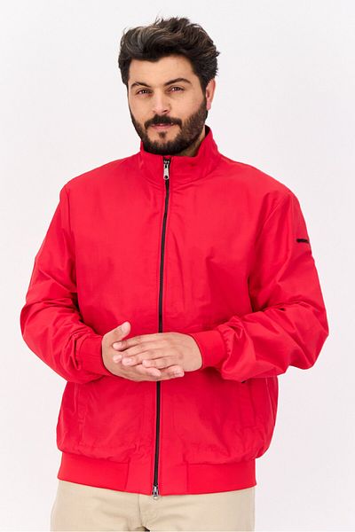 Geox Men Plain Windbreaker Jacket, Red